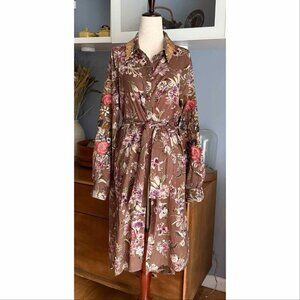 Aratta Diana Princess of Wales Floral Shirt Dress Sequins Beaded Embroidered